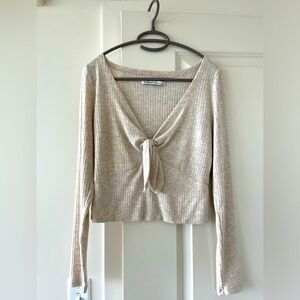 Abercrombie Tie Front Long Sleeve in Cream